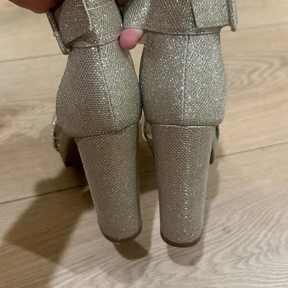Dream Pairs gold glitter ankle strap Chunky Platform Heels party new years - Picture 7 of 7